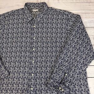 Maus & Hoffman Men's Blue & White Floral Button Down LS Shirt Cotton USA made 3X